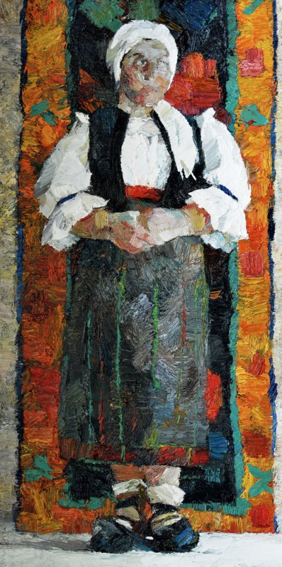 "Figură în național" by Ion Golubei, 2016, 840x420mm, ulei pe pânză