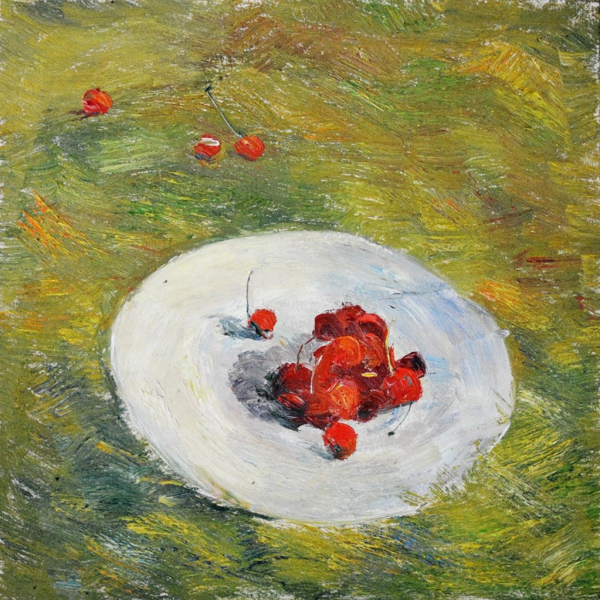 "Natură statică cu cireși" by Мариа Домбров, 2015, масло / холст