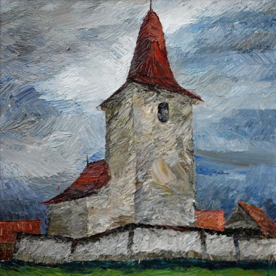 "Motiv. b. Bîrghiș" by Alexandra Clapatiuc, 2007, 420x420mm, ulei pe pânză