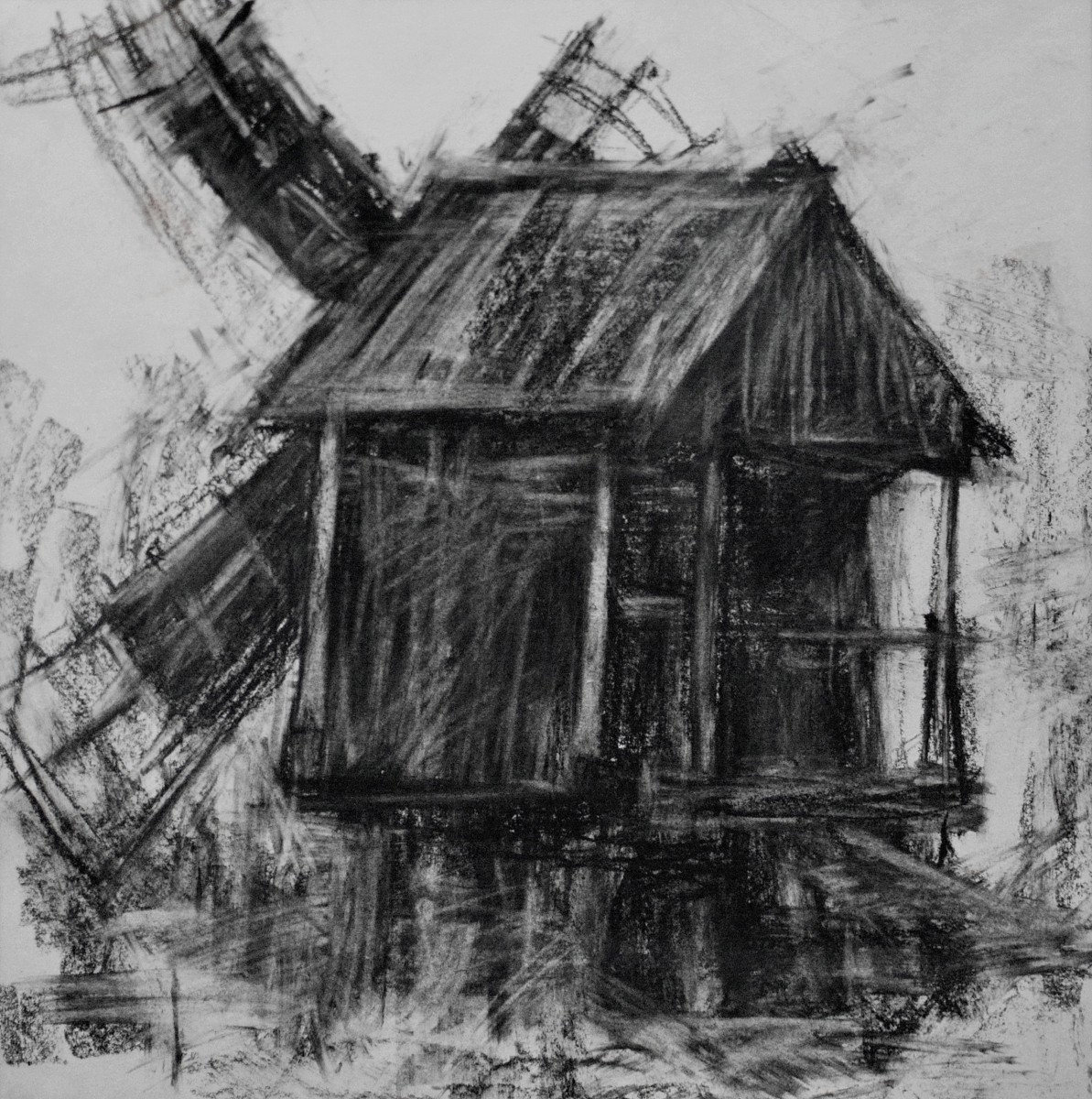 "Moară" by Mădălina Casian, 2015, 250x250mm, Russian sauce on paper