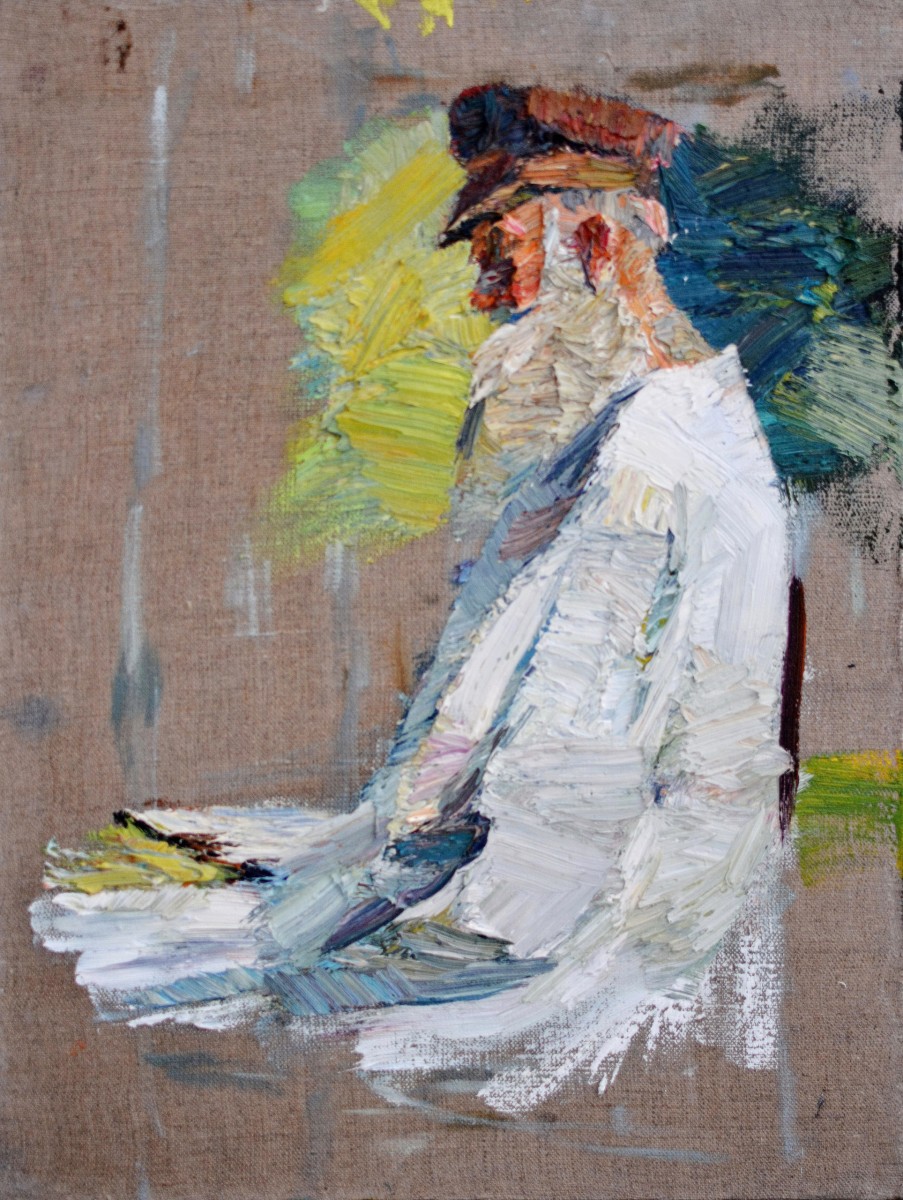 "Живопись. Пленэр. Фигура / полуфигура. Продолжительный" by Санда Cебан, 420x320mm, масло / холст