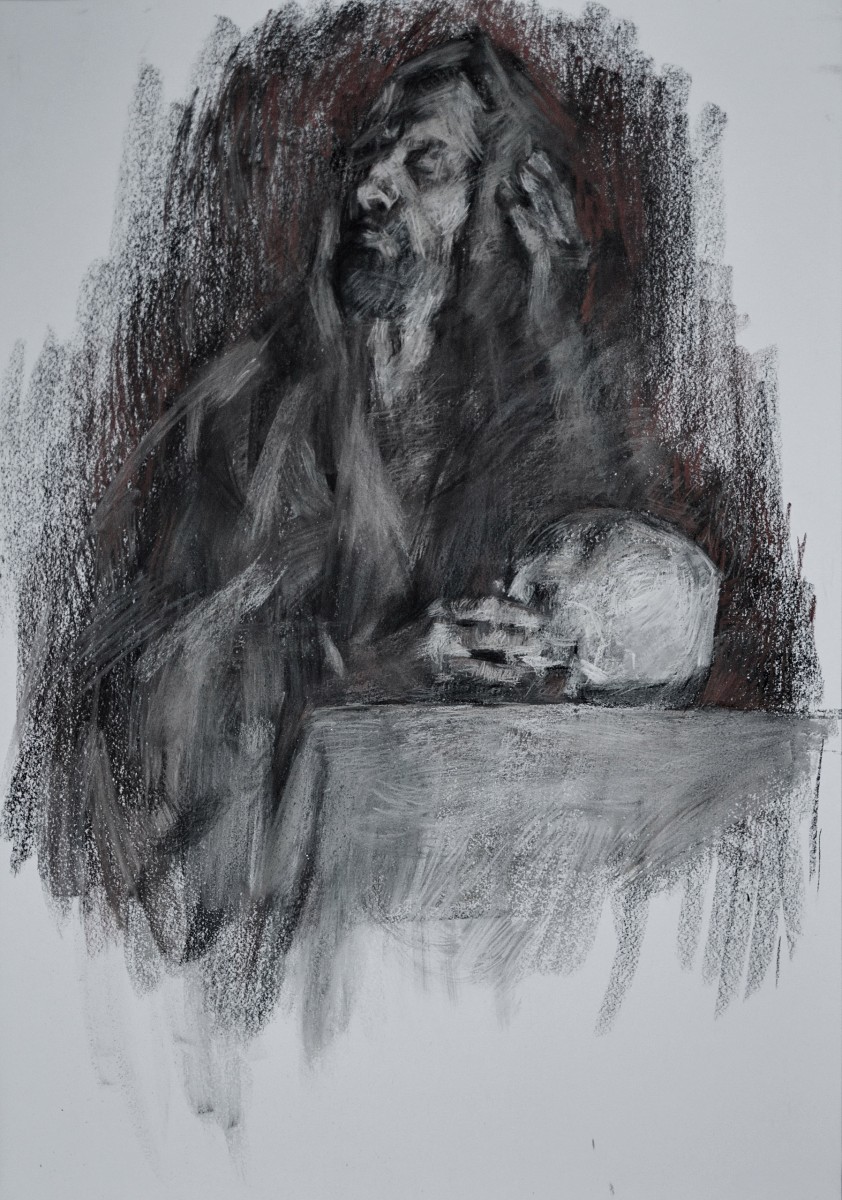 "Drawing. Portrait. Long term" by Mădălina Casian, 700x500mm, Russian sauce on paper