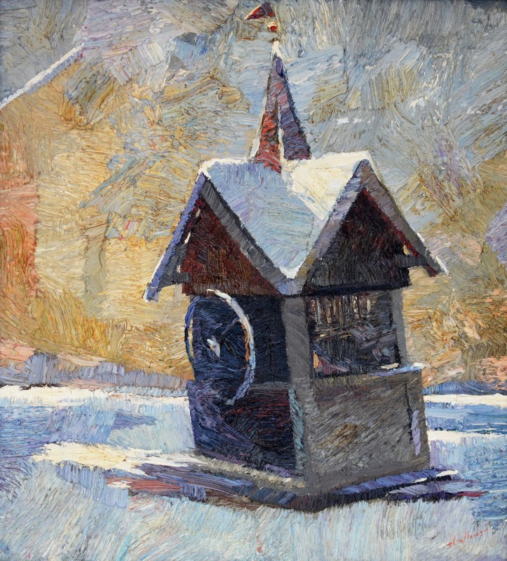 "Fântână. Humor" by Anatol Ghimpu, 2000, 450x430mm, ulei pe pânză