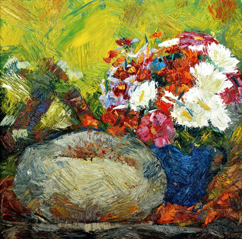 "Studiu flori" by Victoria Onica, 2016, 420x420mm, oil on canvas
