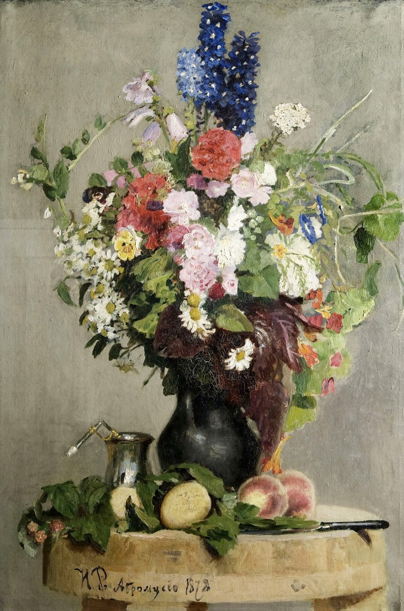 "Painting. Flowers" by Ilya Efimovich Repin, oil on canvas