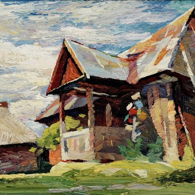 "Maramureș" by Anatol Ghimpu, 2004, 420x680mm, ulei pe pânză