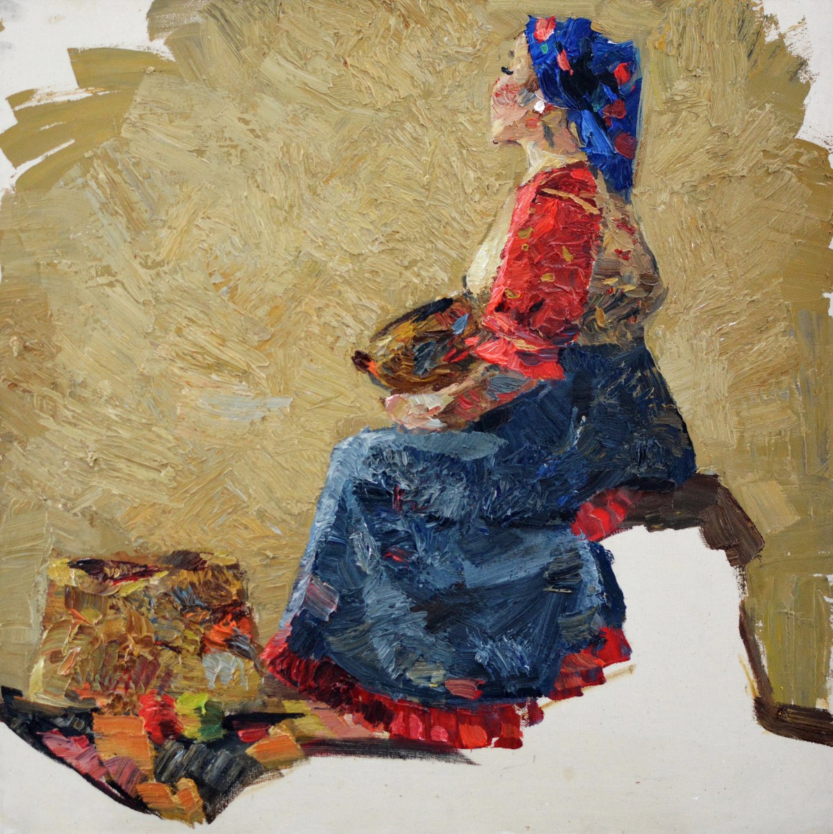 "Figură" by Diana Rumeghea, 2020, 680x680mm, ulei pe pânză