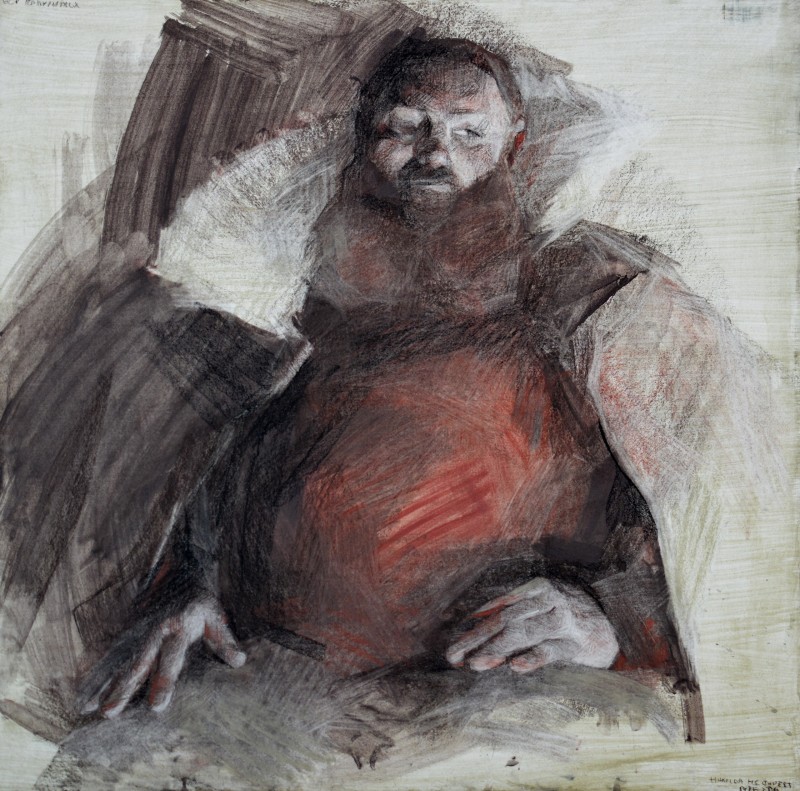 "Drawing. Figure. Long term" by Natalia Fostica, 700x700mm, Russian sauce and sanguine on paper