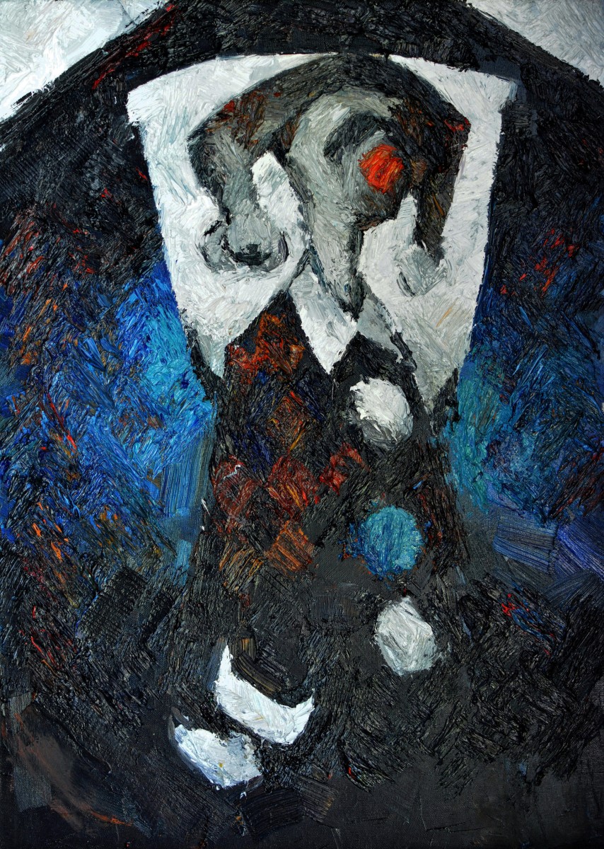 "Compoziție. Teatrul" by Cezar Ciobanu, 2016, 700x500mm, ulei pe pânză
