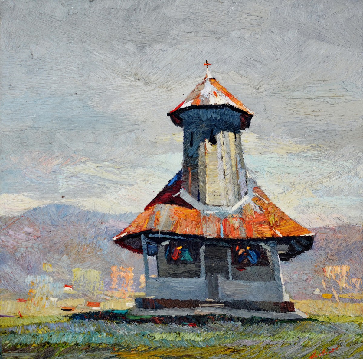 "Church" by Anatol Ghimpu, 2014, 520x520mm, oil on canvas