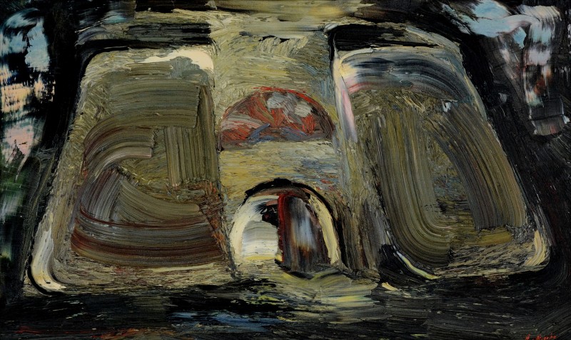 "Gates. Sucevița" by Anatol Ghimpu, 1999, 420x680mm, oil on canvas