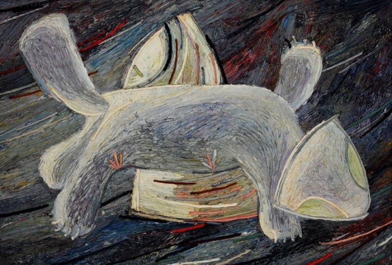 "Dănuț. Mau în bațe" by Anatol Ghimpu, 1995, 680x1000mm, oil on canvas