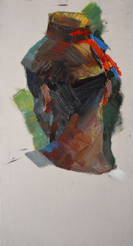 "Studiu. Portret" by Natalia Fostica, 2017, 450x250mm, ulei pe pânză