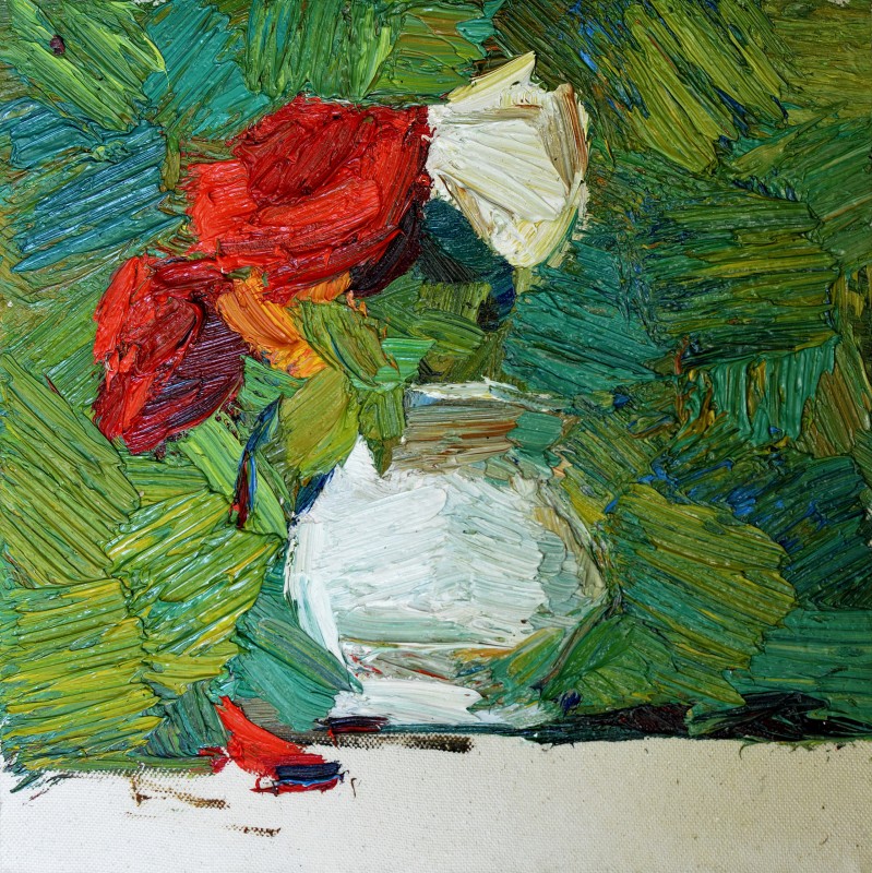 "Studiu flori" by Daniel Ceban, 2016, 300x300mm, oil on canvas