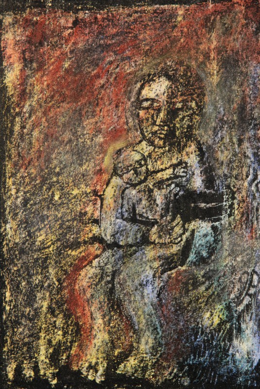 "Compoziție" by Dumitru Brodețchii, 1995, 200x100mm, tehnică mixtă pe hârtie