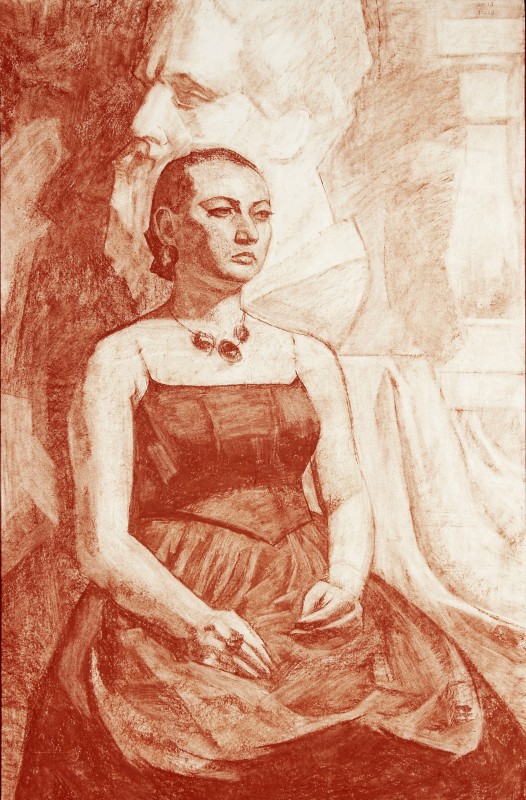 "Semifigură cu ghips" by Александра Cлапатиуc, 2010, 750x550mm, сангина / бумага