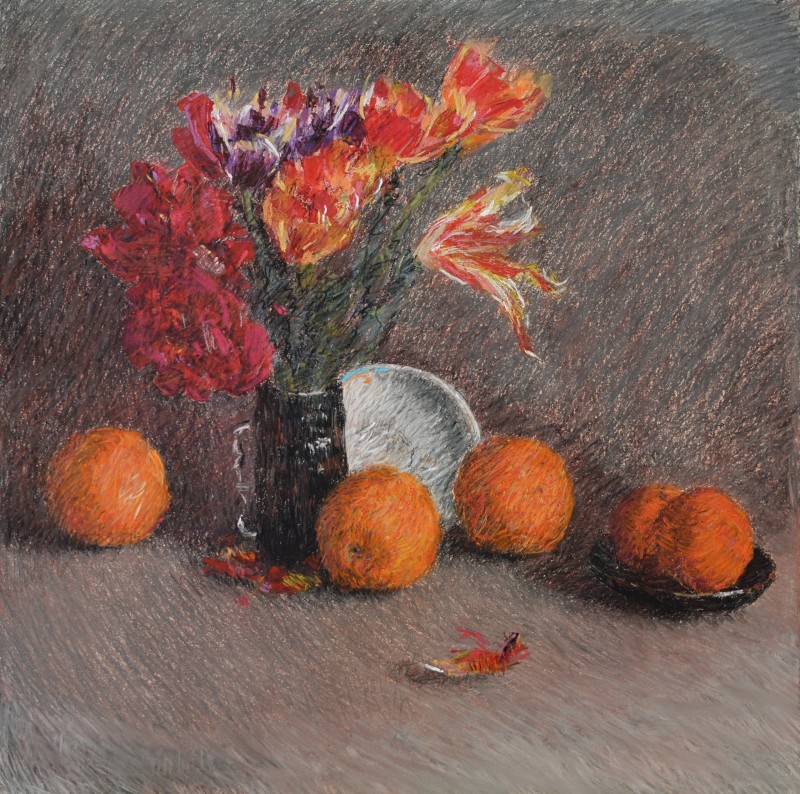 "Still life" by Eduard Leahu, 2021, 520x520mm, pastel on paper