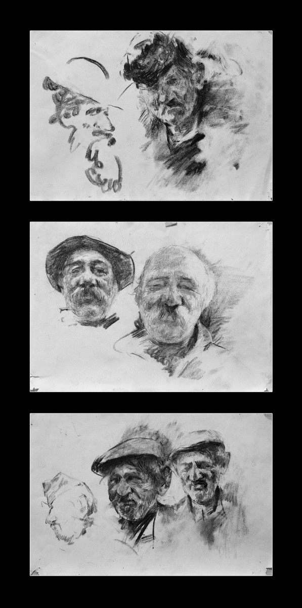 "Desen. Figură / semifigură" by Gheorghe Lisița, 190x280mm x 3, Russian sauce pe hârtie