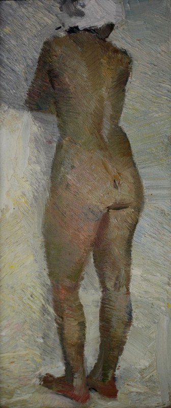 "Studiu. Nud" by Виcтор Теслару, 2014, 350x150mm, масло / холст