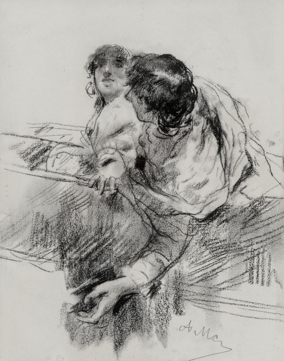 "Schiță / crochiu. Figură / semifigură" by Antonio Mancini