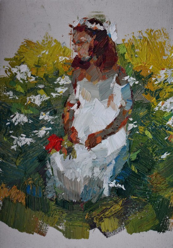 "Figură. Plein-air" by Daniela Nemțanu, 2017, 350x250mm, oil on canvas