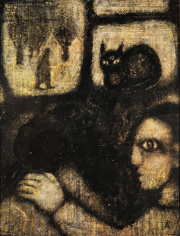 "Compoziție" by Dumitru Brodețchii, 1995, 300x250mm, tehnică mixtă pe hârtie