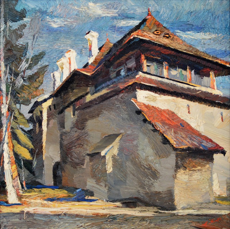 "Etude. Moldovița Monastery" by Anatol Ghimpu, 2002, 520x520mm, oil on canvas