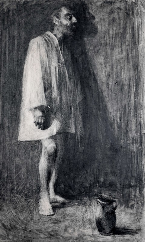 "Drawing. Figure. Long term" by Cristina Sîrbu, 1000x600mm, Russian sauce on paper