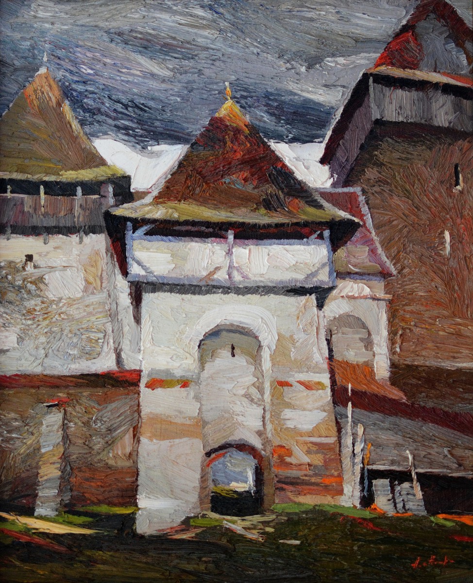 "Motiv. Iacobeni" by Anatol Ghimpu, 2004, 520x420mm, ulei pe pânză
