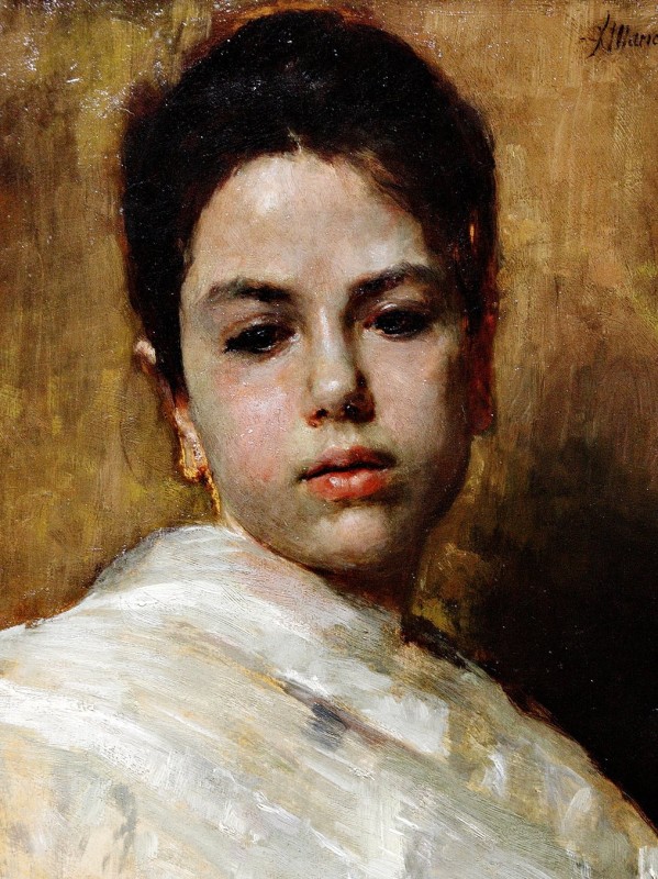 "Painting. Portrait" by Antonio Mancini, oil on canvas