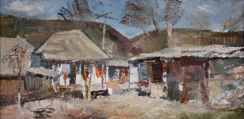 "Motiv. Butuceni" by Ion Viznovici, 2007, 200x400mm, oil on canvas