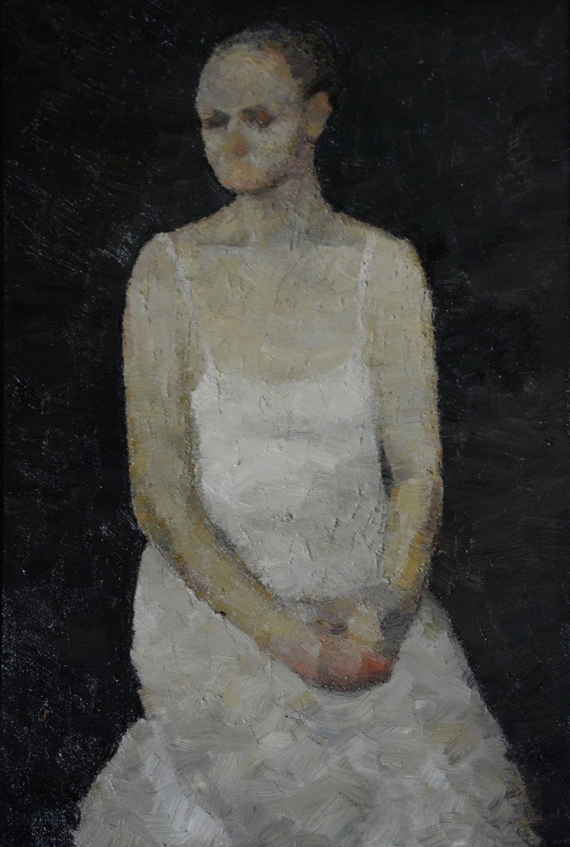 "Semifigură" by Alexandru Harbuzaru, 1999, 860x590mm, oil on canvas