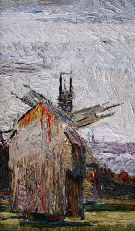 "Moară. Sibiu, museum ASTRA" by Ion Golubei, 2015, 390x240mm, ulei pe pânză