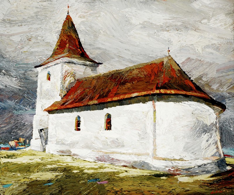 "Церковь. Трансильвания" by Анатол Гимпу, 2012, 520x620mm, масло / холст