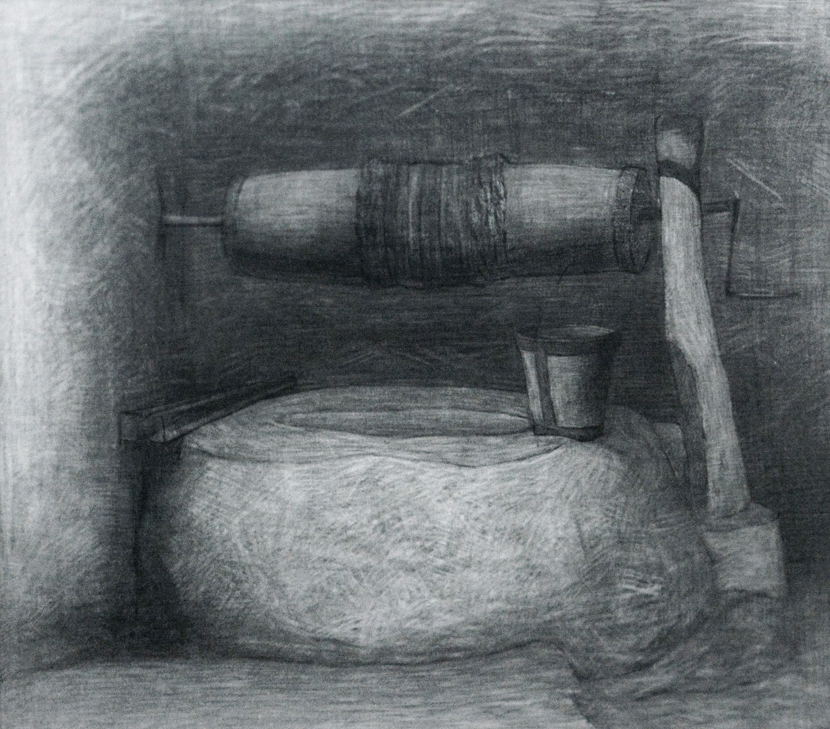 "Motiv rural" by Nicolae Prisac, 2011, 300x300mm, creion pe hârtie