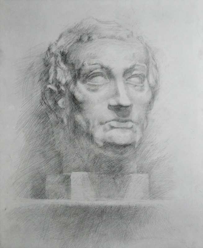 "Gypsum head" by Ion Golubei, 2013, 500x400mm, pencil on paper