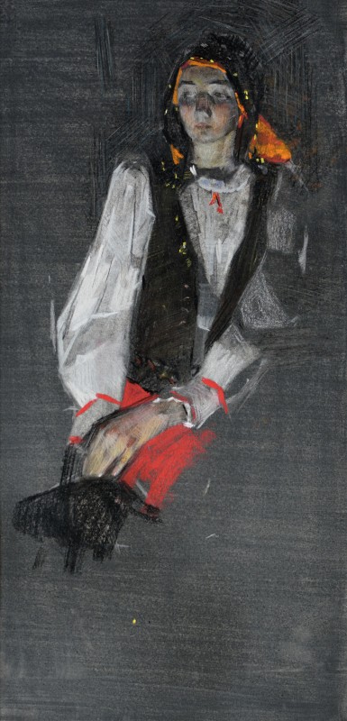 "Drawing. Figure" by Vitalie Golban, 600x300mm, pastel on paper