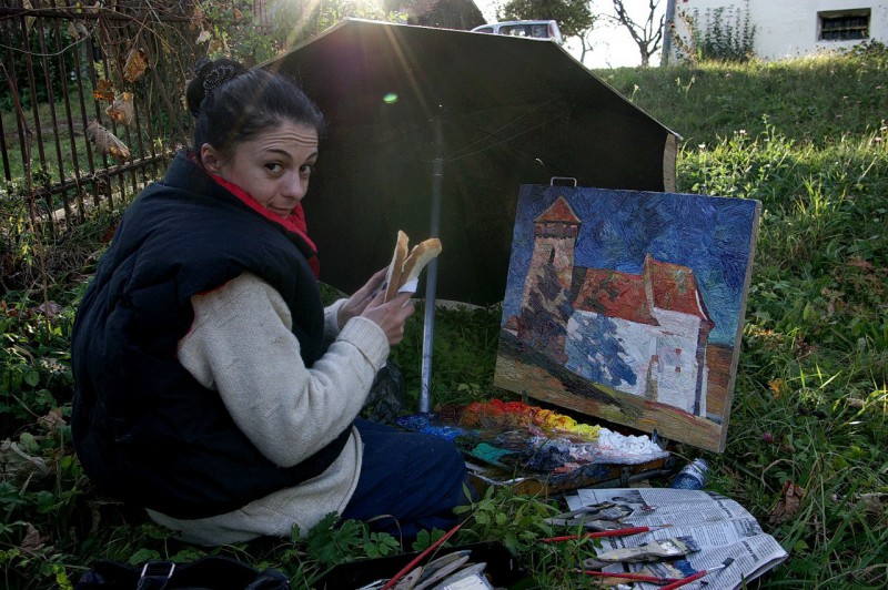 Teachers from the Academic Lyceum of Fine Arts at pleinair, Romania. October 2014