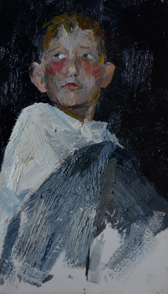 "Живопись. Этюд. Портрет. Продолжительный" by Штефан Моcану, 520x300mm, масло / холст
