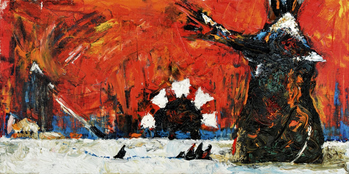 "Compoziție. Studiu. Peisaj" by Cristina Demian, 2015, 200x400mm, oil on canvas