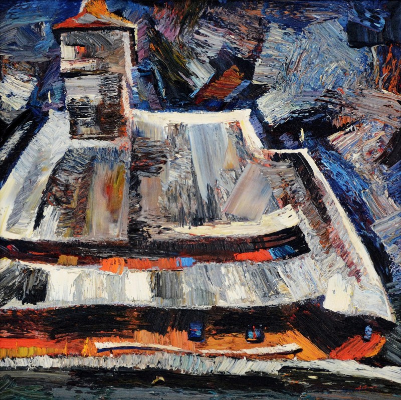 "Church" by Anatol Ghimpu, 2011, 520x520mm, oil on canvas