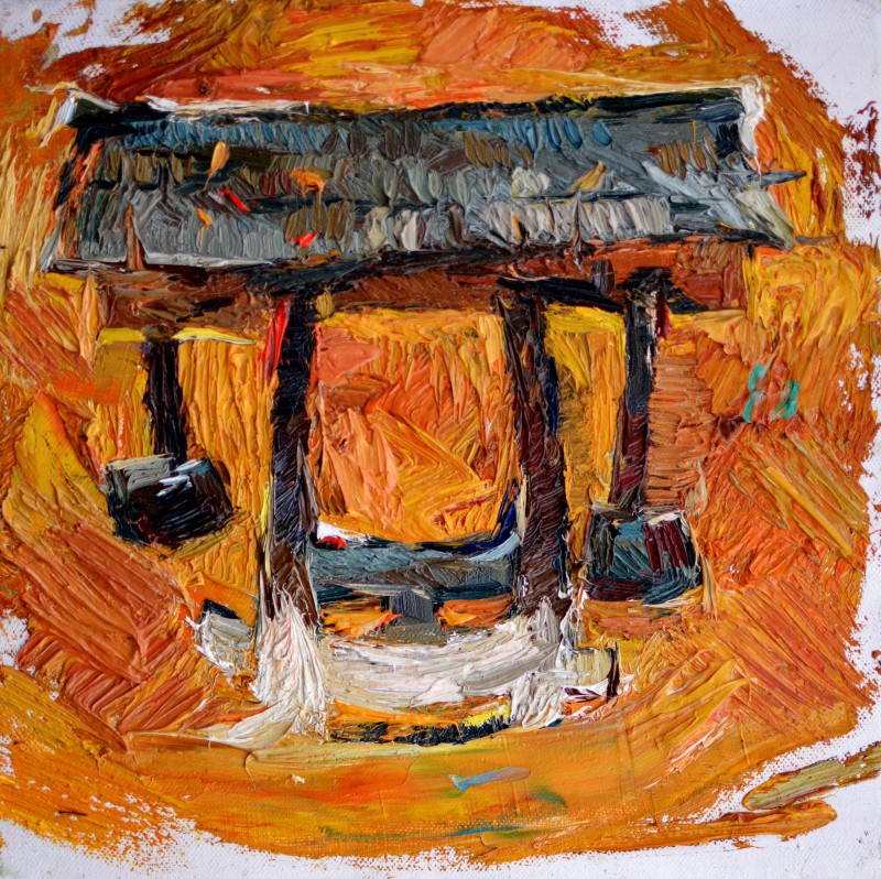 "Motiv. Sibiu" by Nina Apostol, 2018, 300x300mm, ulei pe pânză