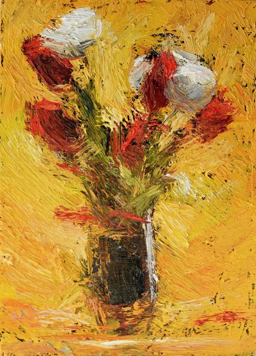 "Studiu. Natură statică cu flori" by Alexandru Musteață, 2013, oil on canvas