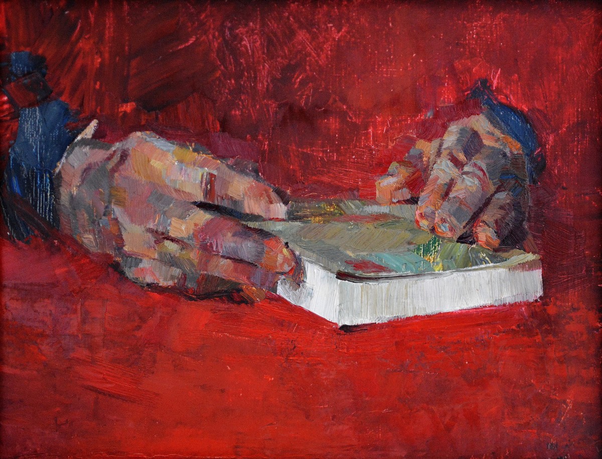 "Painting. Gypsum, head, hands, feet. Long term" by Vitalie Golban, 300x400mm, oil on canvas