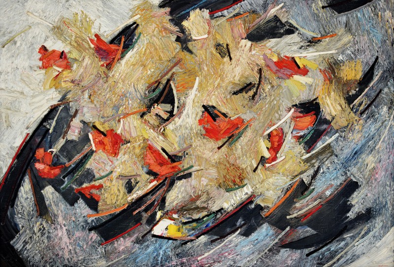 "Flowers" by Anatol Ghimpu, 1990, 650x950mm, oil on canvas