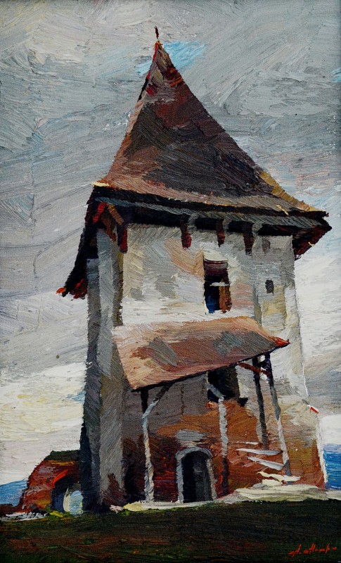 "The Apold Tower" by Anatol Ghimpu, 2006, 400x250mm, oil on canvas