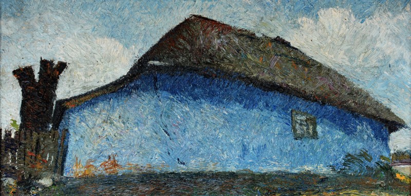 "Căsuță. Oxentea" by Victor Teslaru, 2014, 300x600mm, oil on canvas