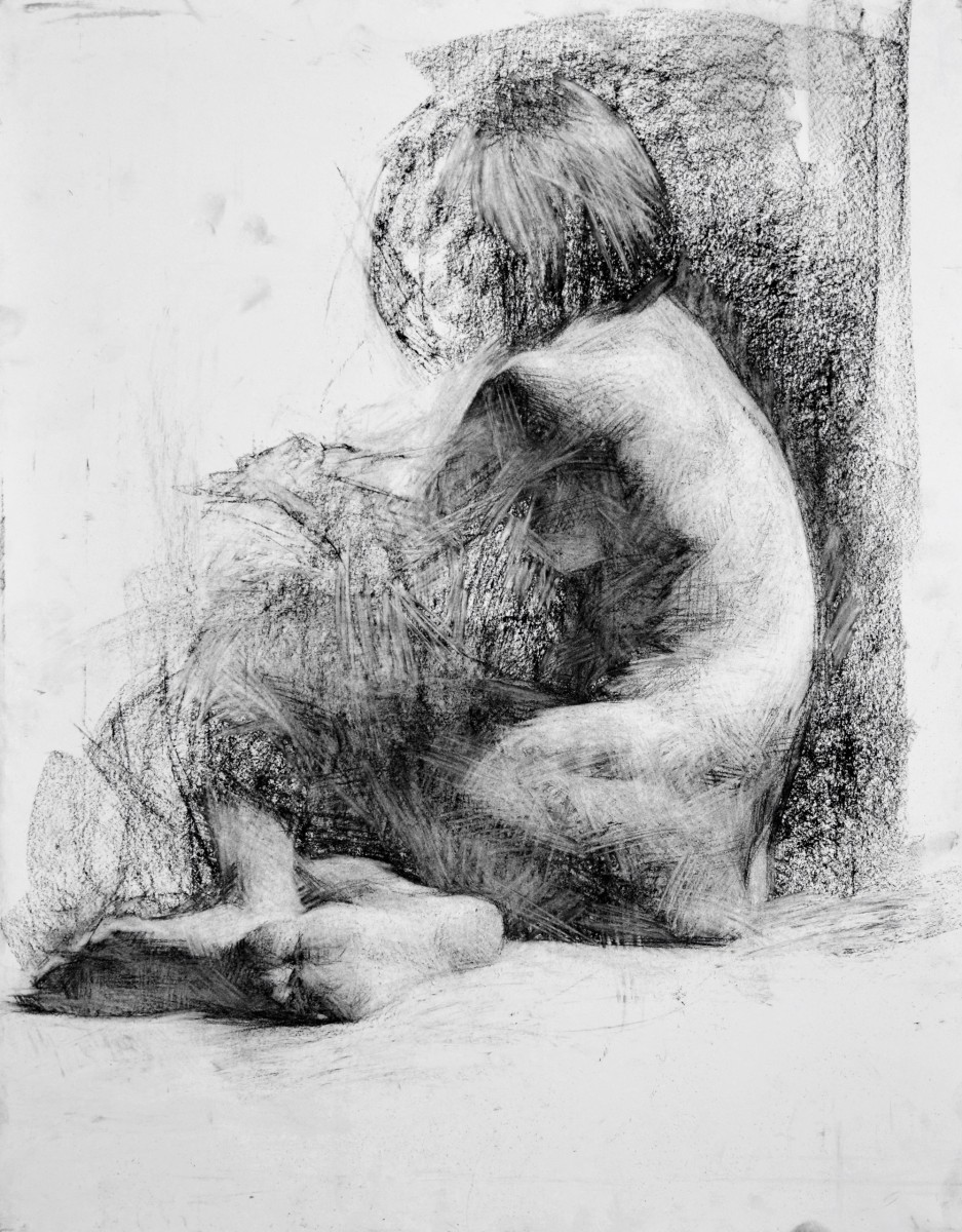 "Drawing. Nude. Long term" by Natalia Fostica, 600x500mm, Russian sauce on paper