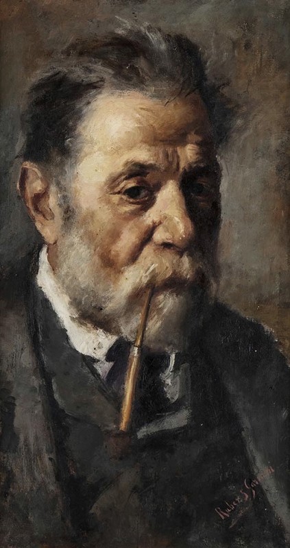 "Portait of a man smoking a pipe" by Rubens Gariani, 1907