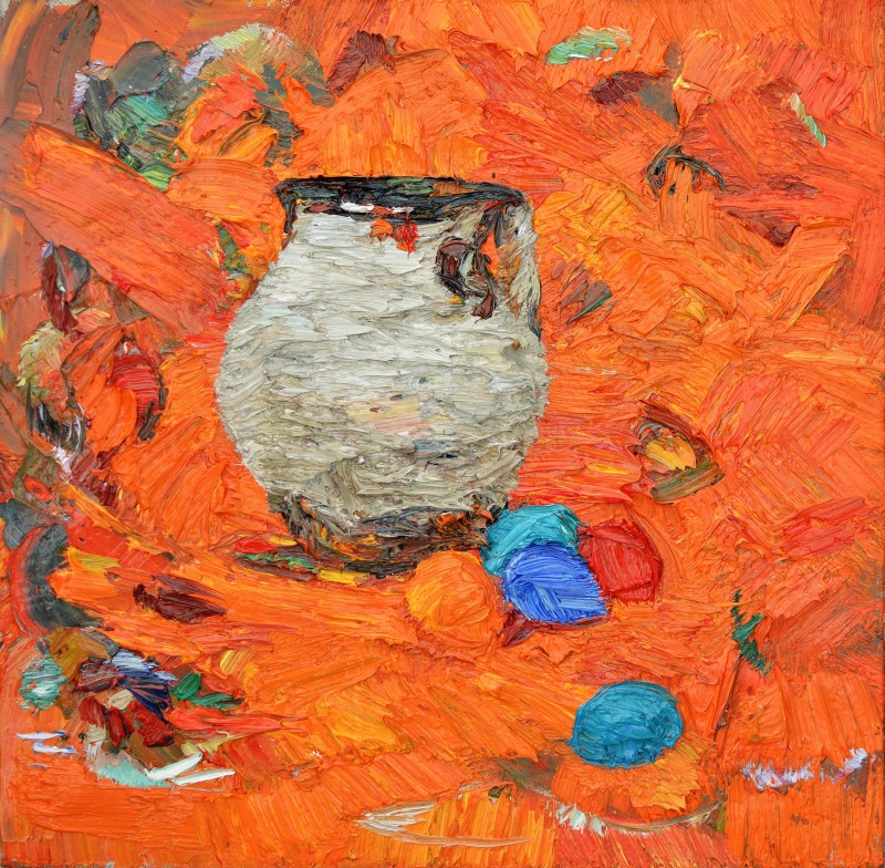 "Studiu. Natură statică de Paște" by Nina Apostol, 2021, 420x420mm, ulei pe pânză